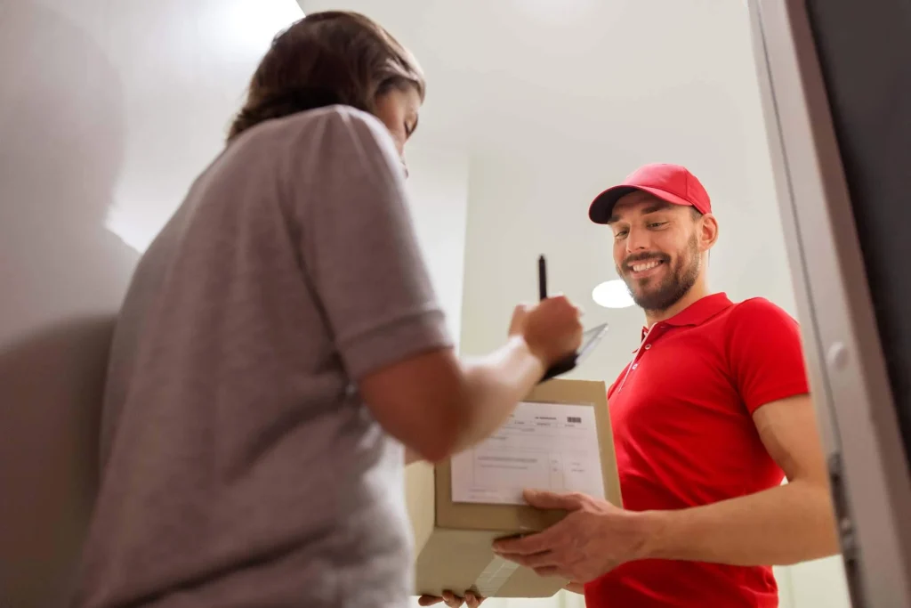 owner signing off delivery paper work
